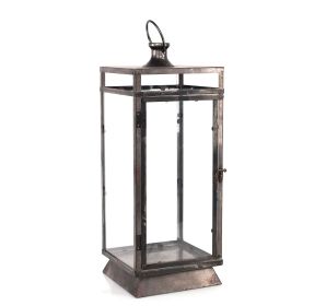 Black Metal Lantern 26.5"H Metal/Glass