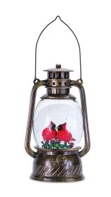 Snow Globe Lantern w/Cardinal 11.5"H Plastic 6 Hr Timer 3 AA Batteries, Not Included or USB Cord Included