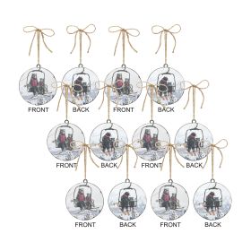 Bears on Ski Lift Ornament (Set of 12) 5.75"H Iron
