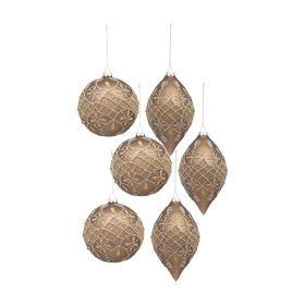 Ornament (Set of 6) 4.75"H, 6.5"H Glass