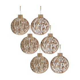 Believe and Hope Ornament (Set of 6) 11.5"D Wood