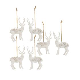 Deer Ornament (Set of 6) 3.25"H Resin