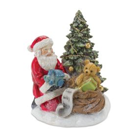 Santa w/Tree and Bear (Set of 2) 6.5"H Resin
