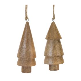 Tree Ornament (Set of 6) 5.25"H Wood