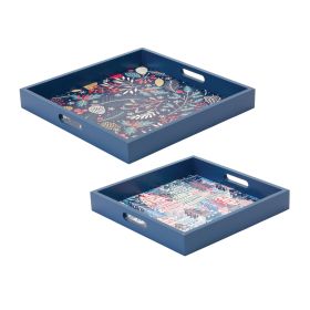 Tray (Set of 2) 13.5"SQ, 15.75"SQ MDF