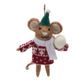 Mouse Ornament (Set of 12) 6"H Wool