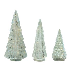 LED Tree (Set of 3) 7.25"H, 9.5"H, 11.5"H Glass 3 AA Batteries Not Included 6 Hr Timer
