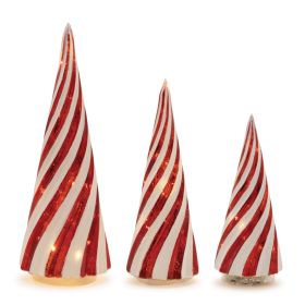 LED Tree (Set of 3) 8.5"H, 10.5"H, 13"H Glass 3 AA Batteries Not Included