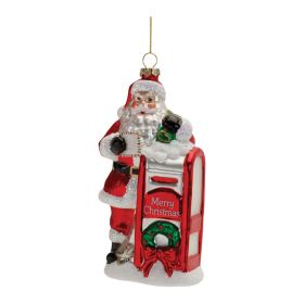 Santa and Mailbox Ornament (Set of 6) 6"H Glass