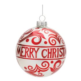Ball Christmas Ornament (Set of 6) 4"D Glass