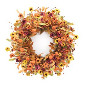 Mixed Pod/Pumpkin/Floral Wreath 26"D Polyester