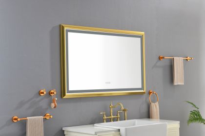 48 in. W x30 in. H Oversized Rectangular Framed LED Mirror Anti-Fog Dimmable Wall Mount Bathroom Vanity Mirror