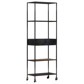 Book Cabinet 23.6"x13.8"x70.9" Rough Mango Wood & Iron