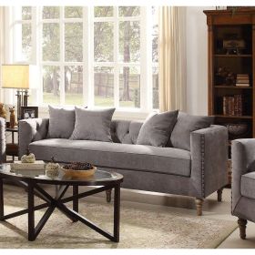 Sidonia Sofa w/4 Pillows in Gray Velvet