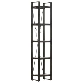 5-Tier Bookcase Black 15.7"x11.8"x70.9" Solid Mango Wood