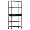 Book Cabinet 31.5"x13.8"x70.9" Rough Mango Wood & Iron