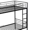 Twin Over Twin Metal Bunk Bed with Shelf and Guardrails, Black