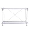 43.31'' Chrome Glass Sofa Table, Acrylic Side Table, Console Table for Living Room& Bedroom