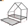Metal House Bed With Trundle, Twin Size House Bed Black