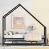 Metal House Bed With Trundle, Twin Size House Bed Black