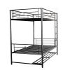 Twin Over Twin Metal Bunk Bed with Shelf and Guardrails, Black