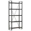 5-Tier Bookcase Black 35.4"x11.8"x70.9" Solid Mango Wood