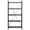 5-Tier Bookcase Black 35.4"x11.8"x70.9" Solid Mango Wood