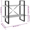 2-Tier Book Cabinet Concrete Gray 31.5"x11.8"x27.6" Engineered Wood