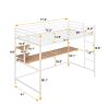 Twin Metal Loft Bed with Desk and Shelve,White