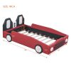 Twin Size Race Car-Shaped Platform Bed with Wheels,Red
