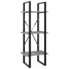 3-Tier Book Cabinet Concrete Gray 15.7"x11.8"x41.3" Engineered Wood
