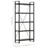 5-Tier Bookcase Black 35.4"x11.8"x70.9" Solid Mango Wood