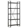5-Tier Bookcase Black 35.4"x11.8"x70.9" Solid Mango Wood