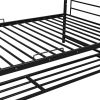 Twin Over Twin Metal Bunk Bed with Shelf and Guardrails, Black