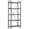 5-Tier Bookcase Black 35.4"x11.8"x70.9" Solid Mango Wood