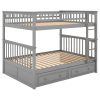 Full over Full Bunk Bed with Drawers, Convertible Beds, Gray(OLD SKU:SM000241AAE-1)