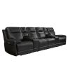 Trevor Triple 4 Seats Power Sofa With 2 Console ,Genuine Leather, Lumbar Support