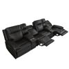 Trevor Triple 4 Seats Power Sofa With 2 Console ,Genuine Leather, Lumbar Support