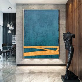 Large Abstract Handmade Oil Painting On Canvas Original Blue and Orange Canvas Wall Art Modern Minimalist Wall Art For Living Room Bedroom Decor (size: 100x150cm)