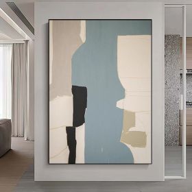 Hand Painted Extra Large Canvas Wall Art Blue And Black Abstract Acrylic Oil Painting On Canvas Modern Hand-Painted Minimalist Art For Living Room (size: 50x70cm)