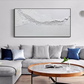Handmade Oil Painting Oversized Seaswaves Textured Painting Original Clouds Abstract Painting Extra Large Wall Art Acrylic Minimalist Paintings (size: 140x280cm)
