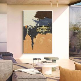Hand Painted Large Abstract Oil Painting On Canvas Original Yellow And Black Canvas Wall Art Modern Minimalist Wall Art For Living Room Bedroom Decor (size: 90x130cm)