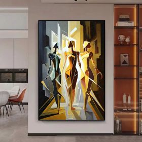 Handmade Oil Painting Woman Abstract Painting On Canvas Line Art Colorful Modern Wall Art Acrylic Painting Art Figure Painting For Home Decor (size: 60x90cm)