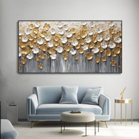 Original Gold Floral Abstract Handmade Oil Painting Designer Limited Gold Leaf Painting Modern Light Luxury Canvas Wall Art Room Wall Home Decor Gift (size: 40x80cm)