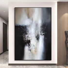 Abstract Handmade Oil Painting On Canvas Modern White And Black Oil Painting Large Wall Art For Home Decoration Colorful Abstract Wall Art (size: 70x100cm)