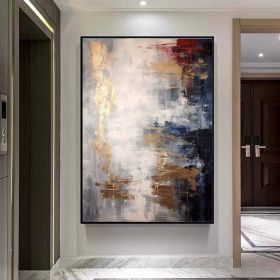 Gray Gold Textured Handmade Oil Painting Original Abstract Painting Colorful Acrylic Paintings Minimalist Wall Art For Living Room (size: 90x130cm)