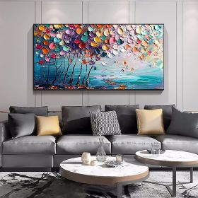 Hand Painted Oil Painting Abstract Colorful Floral Canvas Wall Art Thick Textured Petal Knife Painting Contemporary Home Decor Customized Sofa Artwork (size: 60x120cm)