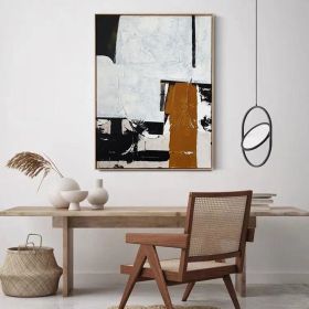 Large Hand Painted Abstract Oil Painting On Canvas Original Minimalist Canvas Wall Art Modern Black And White Wall Art For Living Room Bedroom Decor (size: 80x120cm)