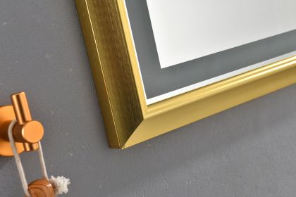 84in. W x 48in. H Oversized Rectangular Black Framed LED Mirror Anti-Fog Dimmable Wall Mount Bathroom Vanity Mirror HD Wall Mirror Kit For Gym And Dan (Color: as Pic)