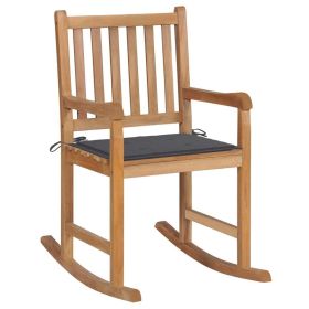 Rocking Chair with Anthracite Cushion Solid Teak Wood (SKU: 3062757)